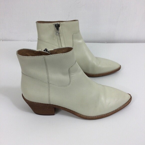 Madewell Charley Leather Ankle Booties Boot western white K5308 sz 5.5 - Picture 12 of 12